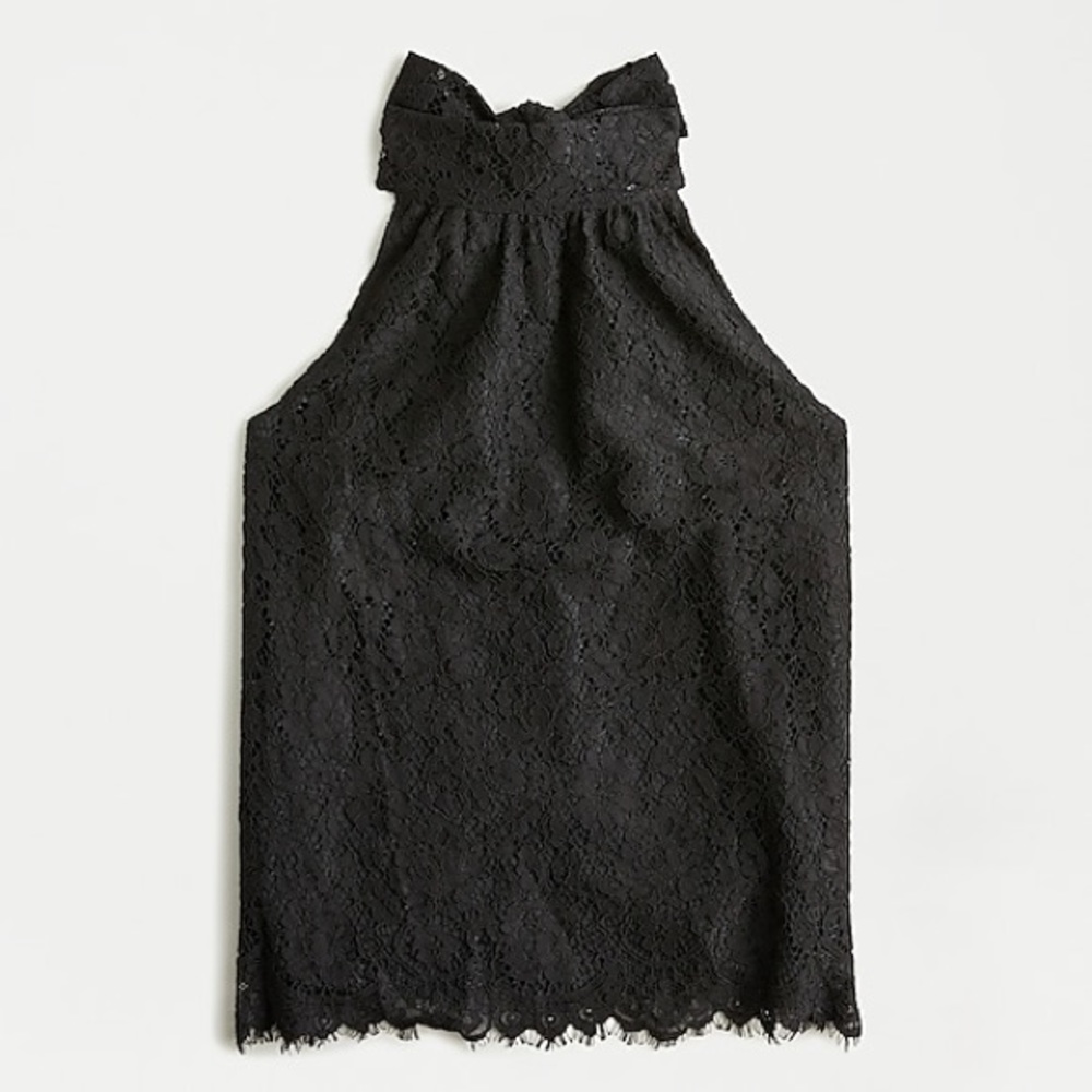 🌟NWT🌟 J.Crew Tie-Neck Top in Black Lace